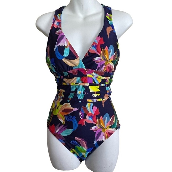 La Blanca By The Sea Multi Strap Cross Back Mio Swimsuit Indigo 8 - Picture 3 of 9